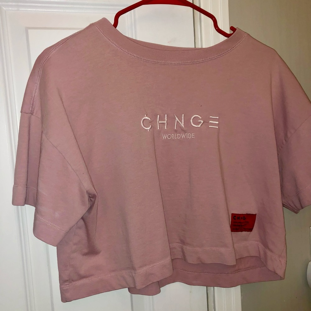 CHNGE logo crop top - light pink